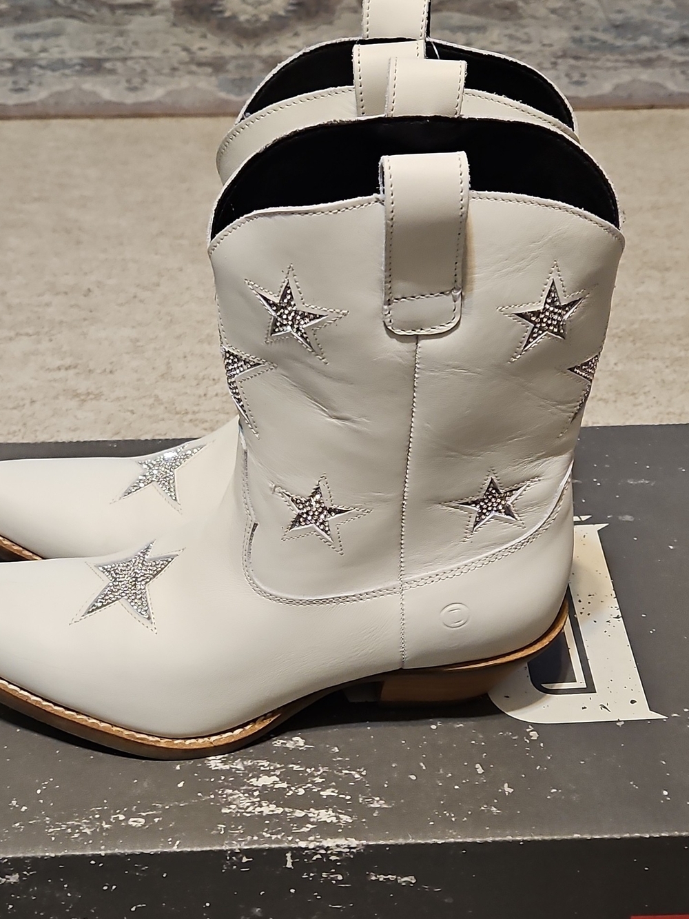 dingo Cream Western Star Studded Heeled Boots - Picture 3 of 13